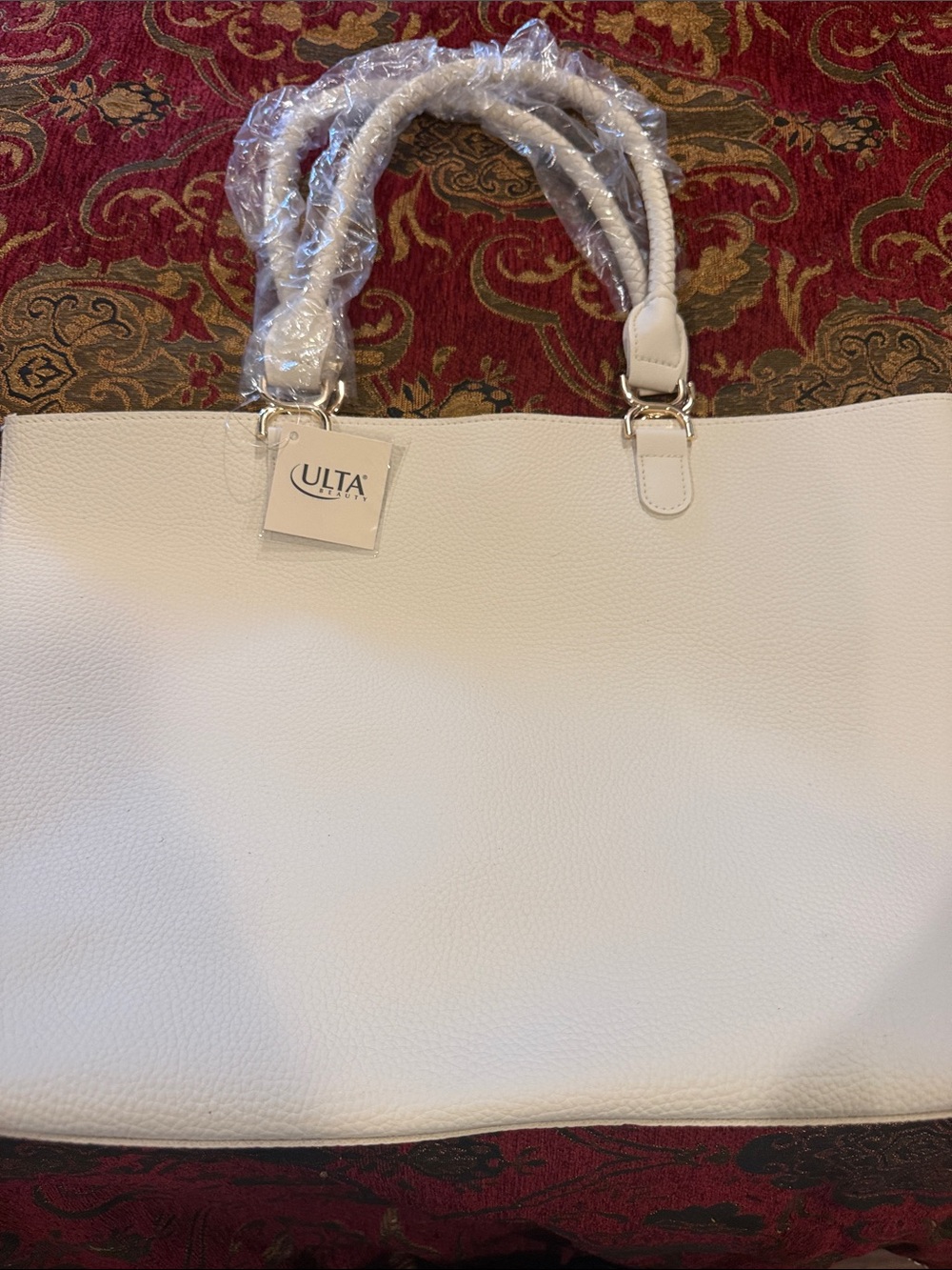 Ulta Beauty Women’s White Tote Bag - Textured Faux Leather